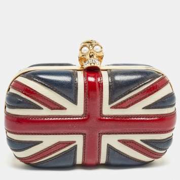 Pre Owned Alexander McQueen Multicolor Leather Britannia Skull Box Clutch