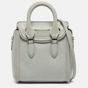 Pre Owned Alexander McQueen Light Blue Leather Mini Heroine Shoulder Bag