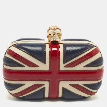 Pre Owned Alexander McQueen Multicolor Leather Britannia Skull Box Clutch