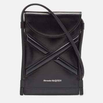 Alexander McQueen Black Leather Micro The Curve Crossbody Bag