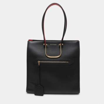 Pre Owned Alexander McQueen Black Leather The Tall Story Tote