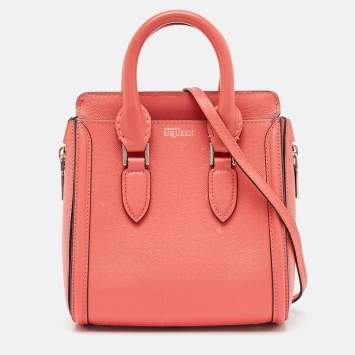 Pre Owned Alexander McQueen Pink Leather Mini Heroine Shoulder Bag