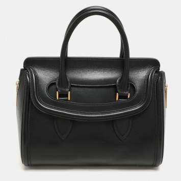 Pre Owned Alexander McQueen Black Leather Medium Heroine Satchel