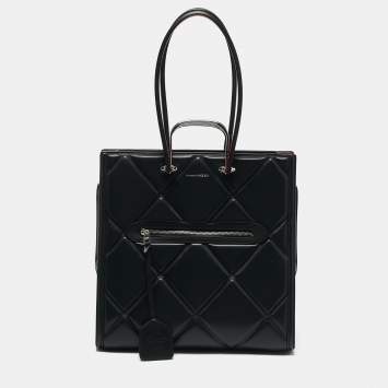 Pre Owned Alexander McQueen Black Quilted Leather The Tall Story Tote