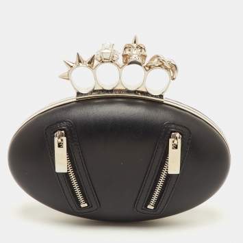 Pre Owned Alexander McQueen Box Black Leather Clutch