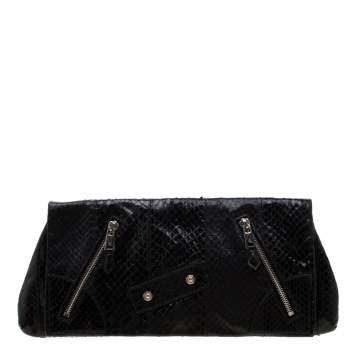 Pre Owned Alexander McQueen Black Leather Faithful Glove Clutch
