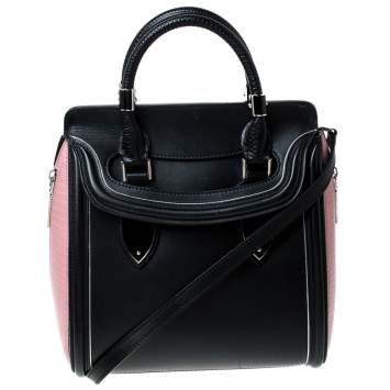 Pre Owned Alexander McQueen Black/Pink Leather Small Heroine Satchel