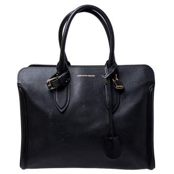 Pre Owned Alexander McQueen Black Leather Heroine Open Tote