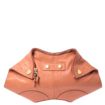 Pre Owned Alexander McQueen Orange Leather Medium De Manta Clutch
