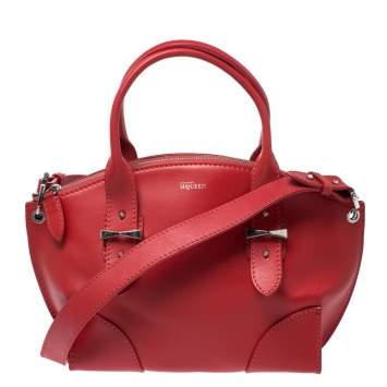 Pre Owned Alexander McQueen Red Leather Small Legend Tote 