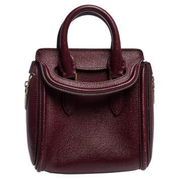 Pre Owned Alexander McQueen Burgundy Leather Mini Heroine Bag