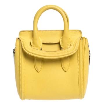 Pre Owned Alexander McQueen Yellow Leather Mini Heroine Bag