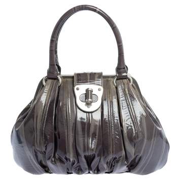 Pre Owned Alexander McQueen Grey Patent Leather Elvie Satchel