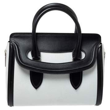 Pre Owned Alexander McQueen Black/White Leather Medium Heroine Satchel