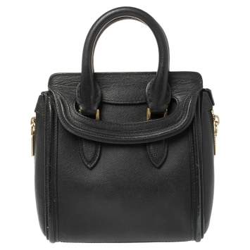 Pre Owned Alexander McQueen Black Leather Mini Heroine Bag