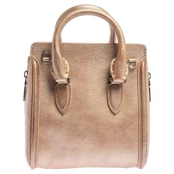 Pre Owned Alexander McQueen Metallic Holographic Leather Mini Heroine Bag