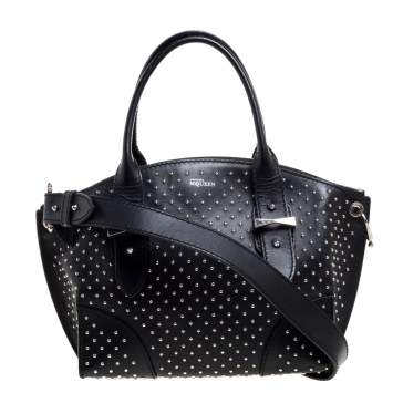 Pre Owned Alexander McQueen Black Leather Studded Legend Satchel