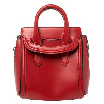 Pre Owned Alexander McQueen Red Leather Mini Heroine Bag