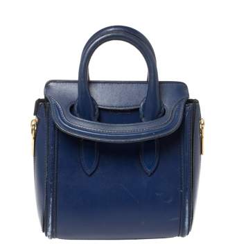 Pre Owned Alexander McQueen Blue Leather Mini Heroine Bag