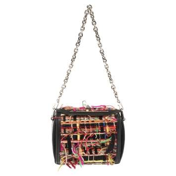 Pre Owned Alexander McQueen Multicolor Leather and Wool Box 16 Shoulder Bag