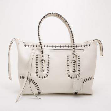 Pre Owned Alexander McQueen White Folkstitch Tote