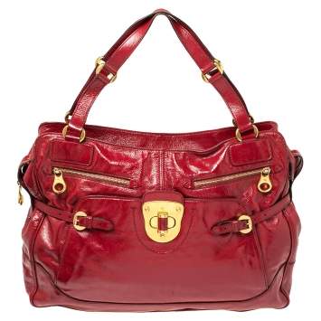 Pre Owned Alexander McQueen Red Patent Leather Satchel 