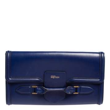 Pre Owned Alexander McQueen Blue Leather Heroine Clutch