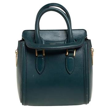Pre Owned Alexander McQueen Green Leather Mini Heroine Bag