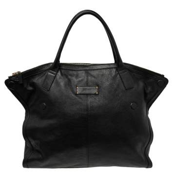Pre Owned Alexander McQueen Black Leather Large De Manta Tote