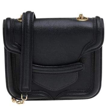 Pre Owned Alexander McQueen Black Leather Mini Heroine Crossbody Bag
