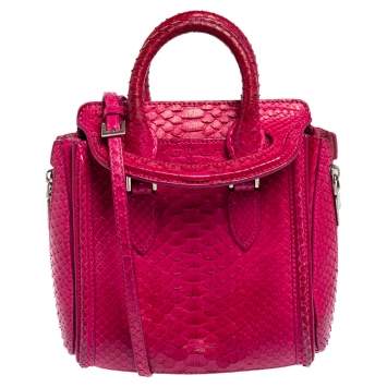Pre Owned Alexander McQueen Pink Python Mini Heroine Bag