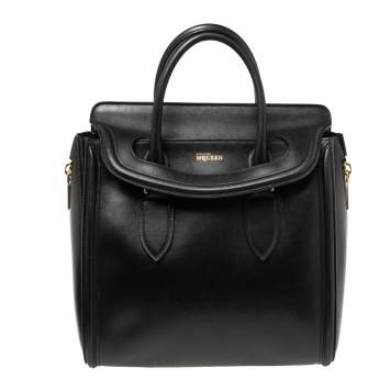 Pre Owned Alexander McQueen Black Leather Medium Heroine Tote