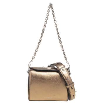 Pre Owned Alexander McQueen Gold Leather Box 19 Shoulder Bag