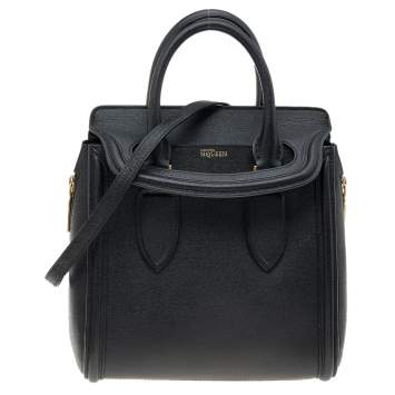 Pre Owned Alexander McQueen Black Leather Small Heroine Shoulder Bag