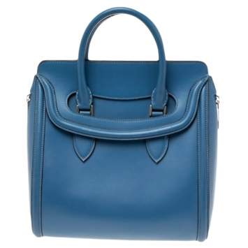 Pre Owned Alexander McQueen Blue Leather Large Heroine Satchel