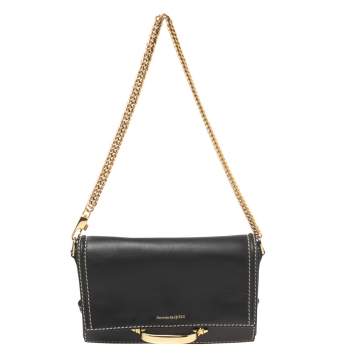 Pre Owned Alexander McQueen Black Leather The Story Shoulder Bag
