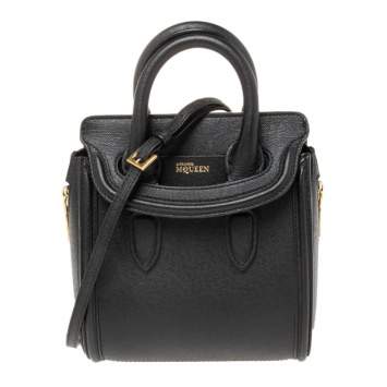 Pre Owned Alexander McQueen Black Leather Mini Heroine Bag