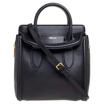Pre Owned Alexander McQueen Black Leather Small Heroine Satchel