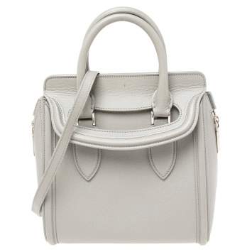 Pre Owned Alexander McQueen Grey Leather Small Heroine Satchel
