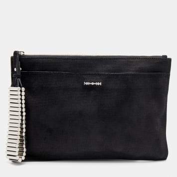 Pre Owned Alexander McQueen Black Nubuck Leather Wristlet Clutch