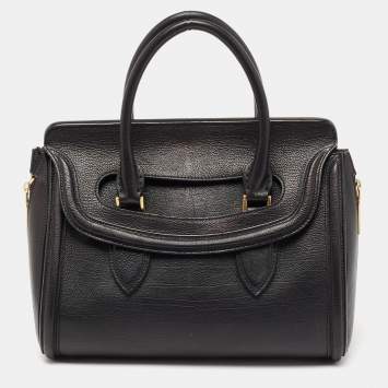 Pre Owned Alexander McQueen Black Leather Medium Heroine Satchel