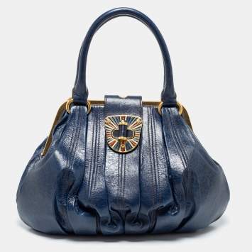 Pre Owned Alexander McQueen Blue Leather Elvie Satchel