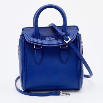 Pre Owned Alexander McQueen Blue Leather Mini Heroine Satchel