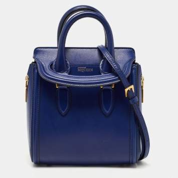 Pre Owned Alexander McQueen Blue Leather Mini Heroine Bag