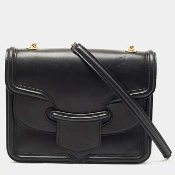 Pre Owned Alexander McQueen Black Leather Heroine Chain Shoulder Bag