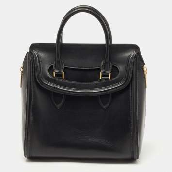 Pre Owned Alexander McQueen Black Leather Medium Heroine Tote