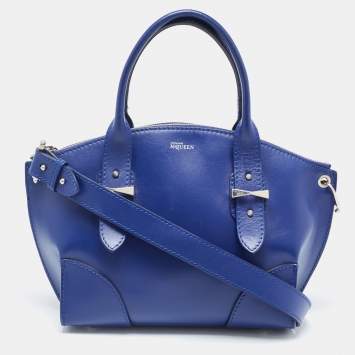 Pre Owned Alexander McQueen Blue Leather Legend Satchel