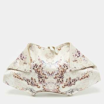 Pre Owned Alexander McQueen Multicolor Printed Fabric and Leather De Manta Clutch