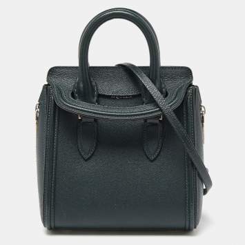 Pre Owned Alexander McQueen Emerald Green Leather Mini Heroine Bag