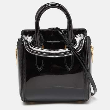 Pre Owned Alexander McQueen Black Patent Leather Mini Heroine Satchel